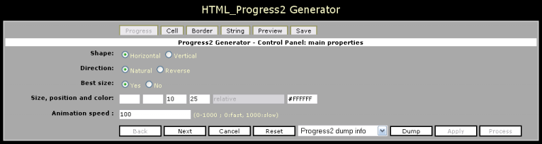 Progress Generator wizard usage