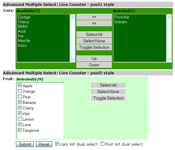 Compteurs dynamiques avec deux lments advmultiselect